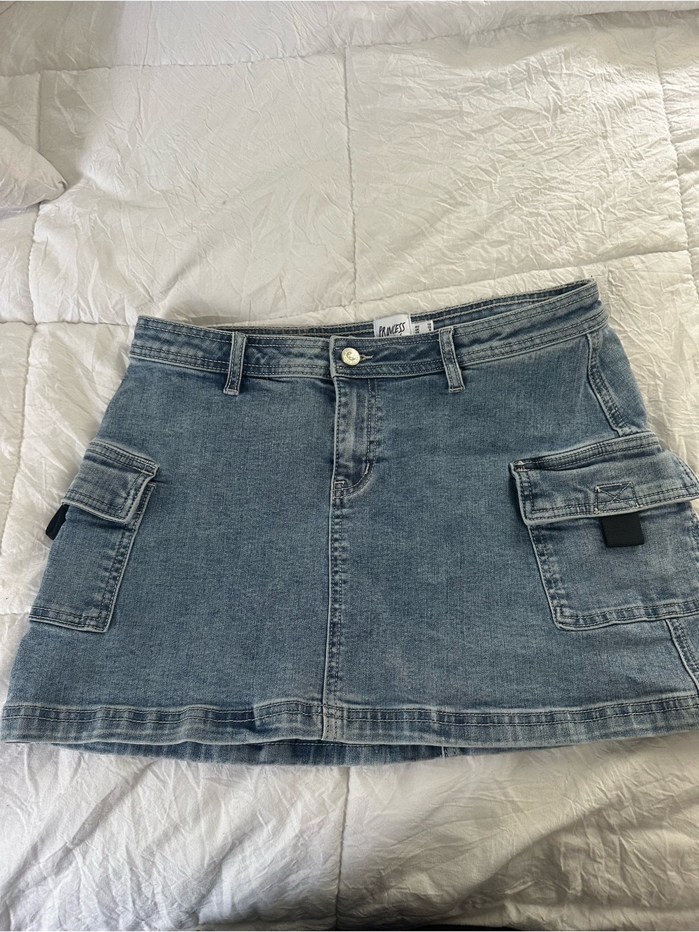 Princess Polly Light Blue Denim Cargo Mini Skirt